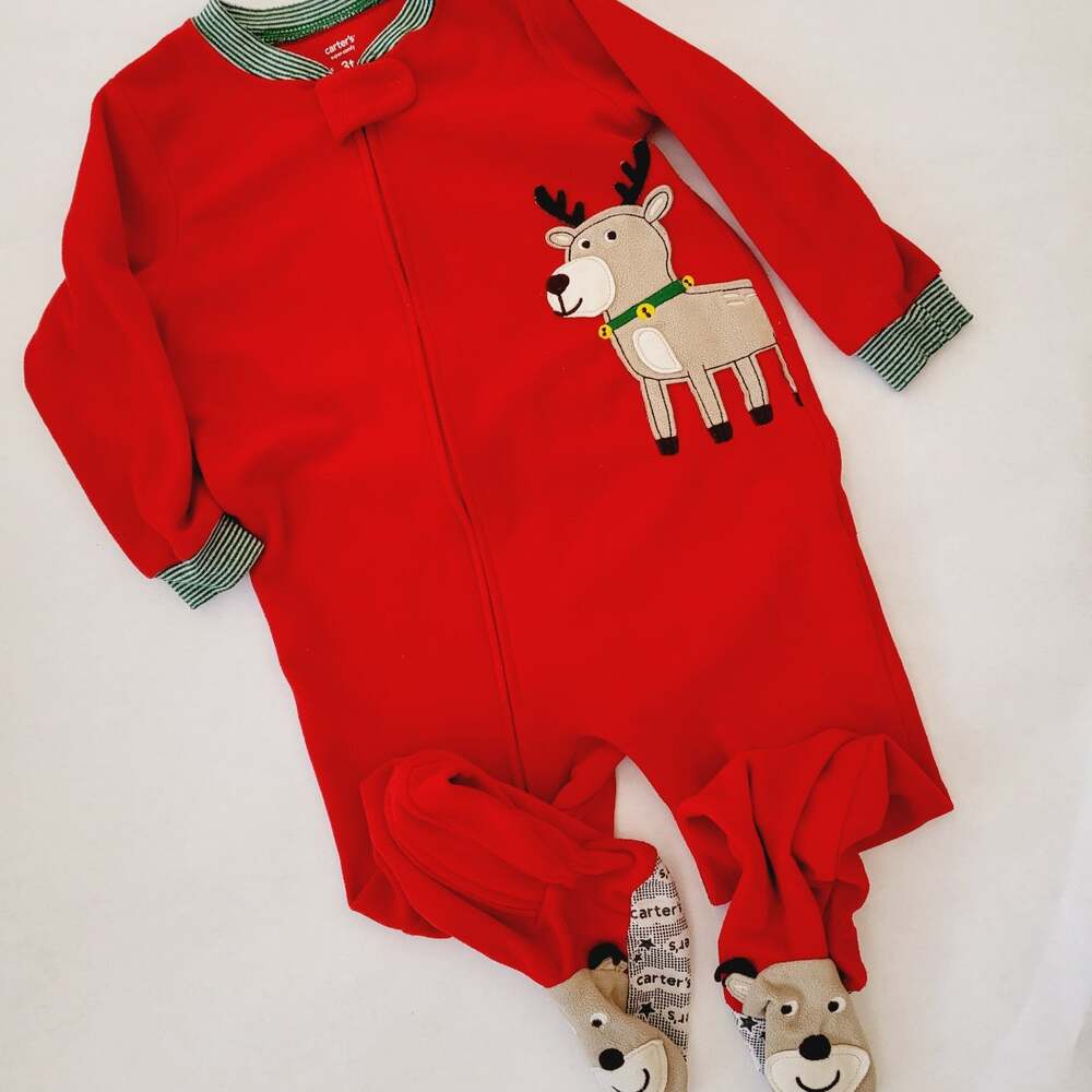Carter's reindeer footed pajamas 18M